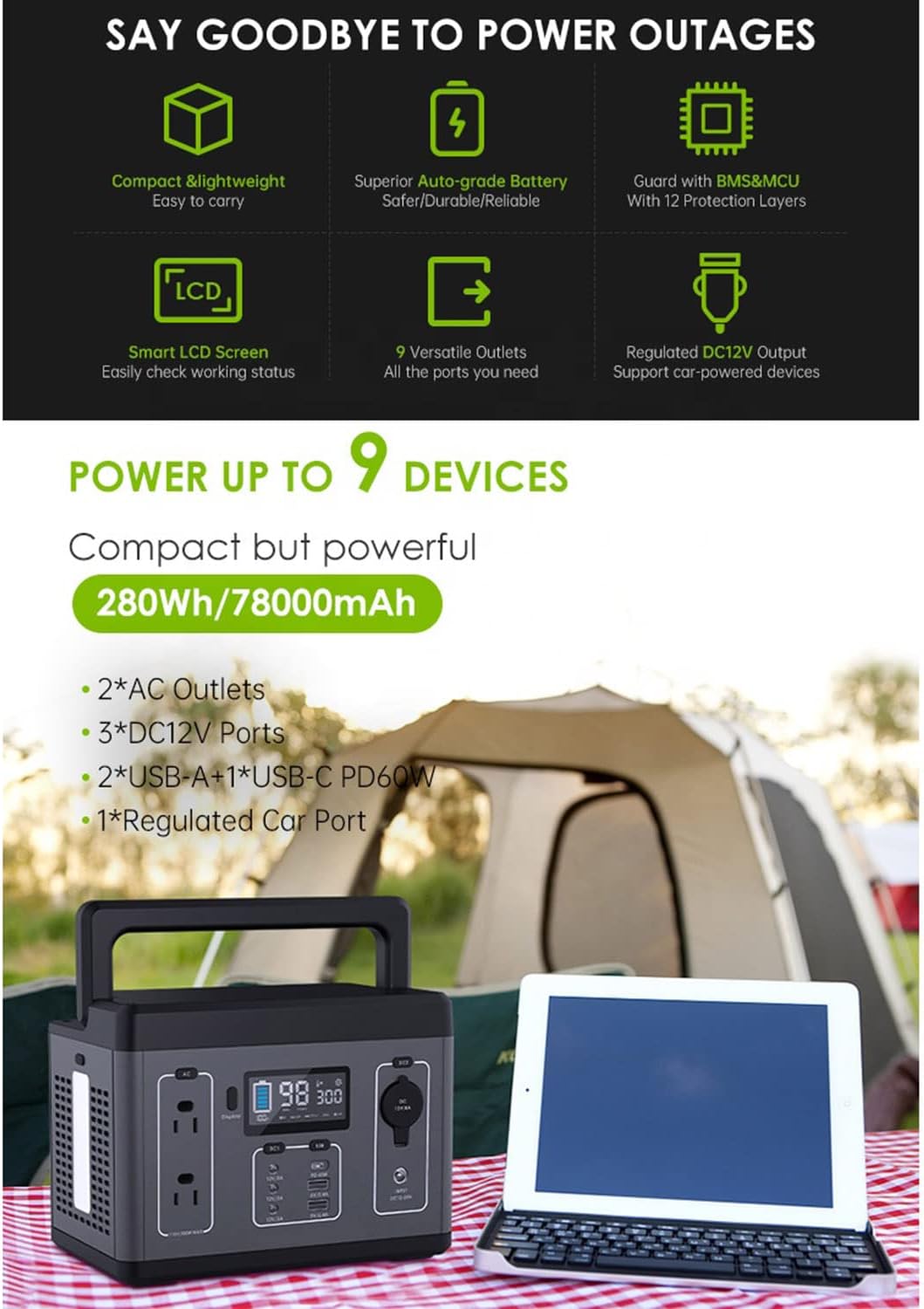 Tragbare 500W Powerstation 560 – Ac Outdoor Power Bewertung und Preis